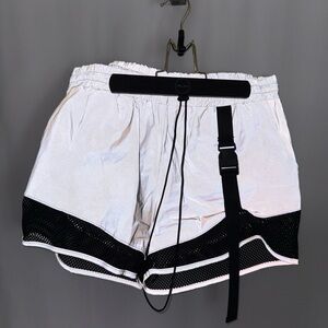 Women's White and Black Shorts